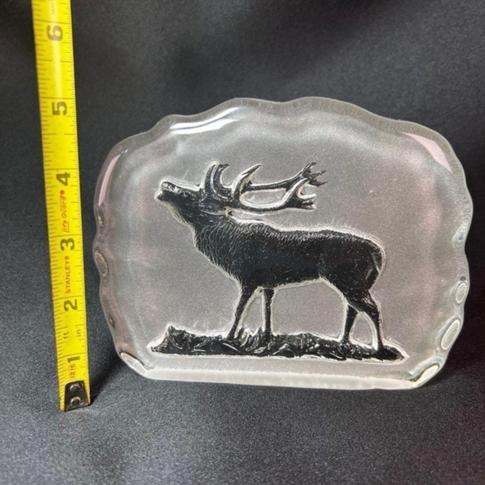 Mats Jonasson Crystal Elk Paperweight Sculpture Sweden Clear Excellent 5.5in